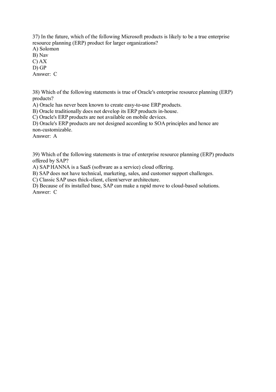 Enterprise Resource Planning (ERP) Systems (Answer Key) - Page 3