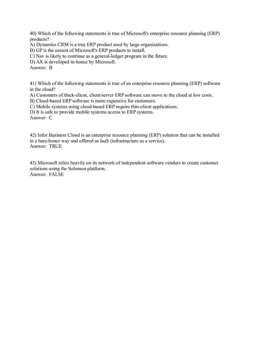 Enterprise Resource Planning (ERP) Systems (Answer Key) - Page 4