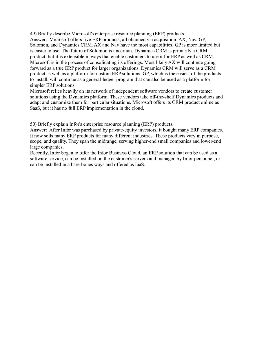 Enterprise Resource Planning (ERP) Systems (Answer Key) - Page 6