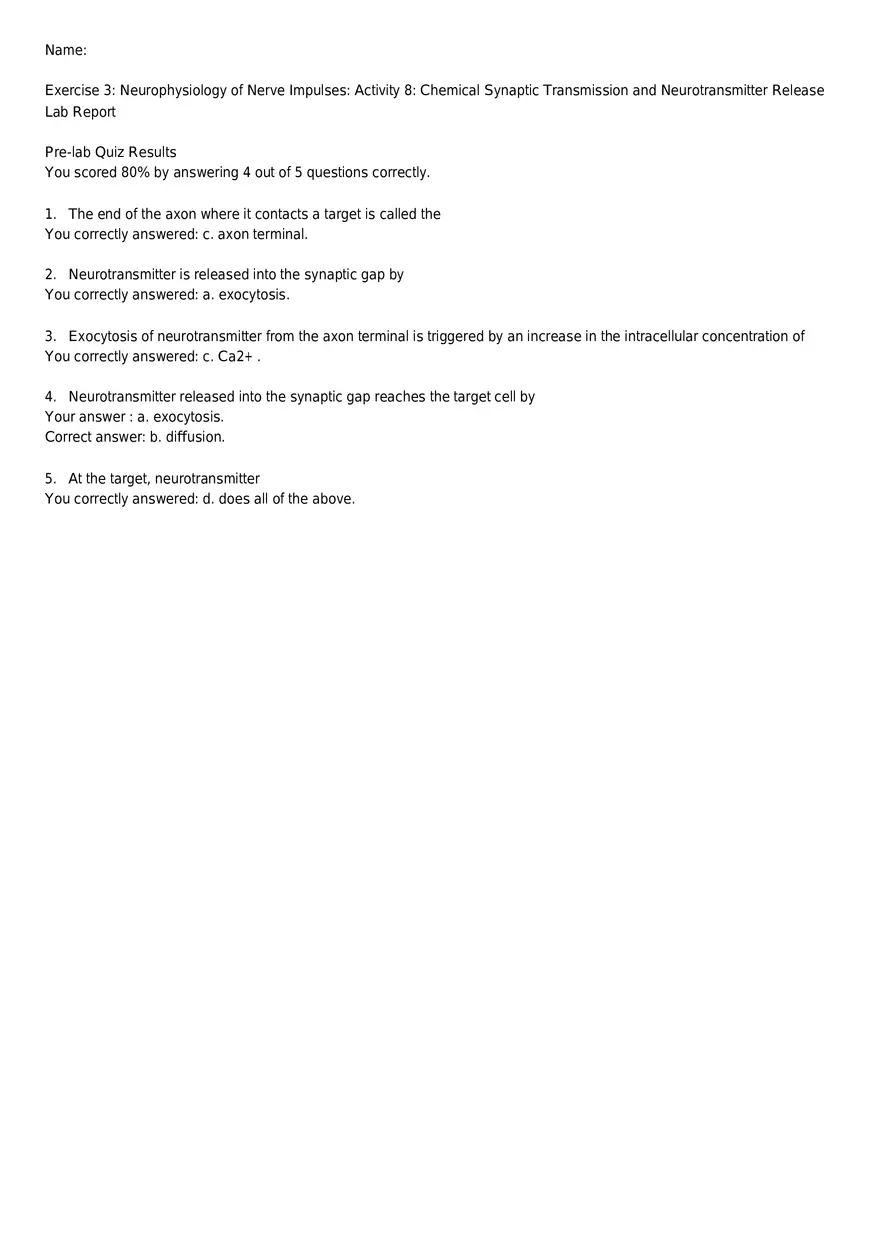 Neurophysiology of Nerve Impulses Answer - Page 1