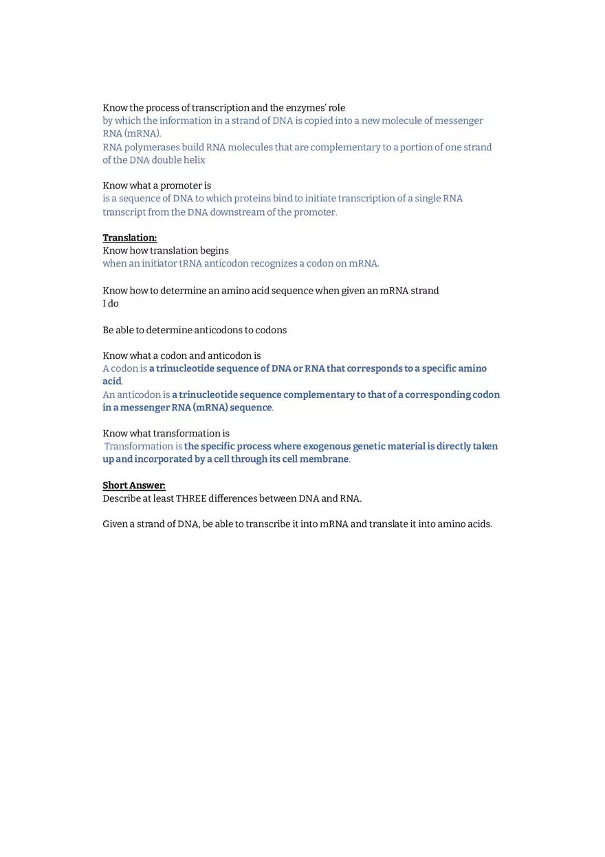 Honors DNA Unit Exam Study Guide - Page 3