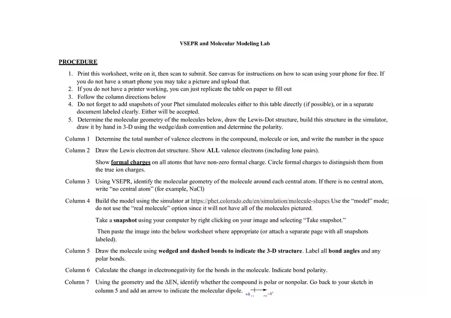 VSEPR and Molecular Modeling Lab - Page 3