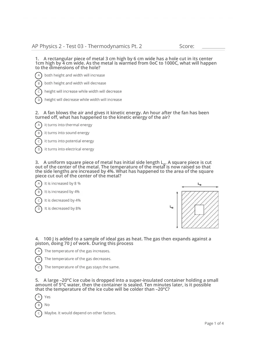 Thermodynamics Pt. 2 - Assignment - Page 1