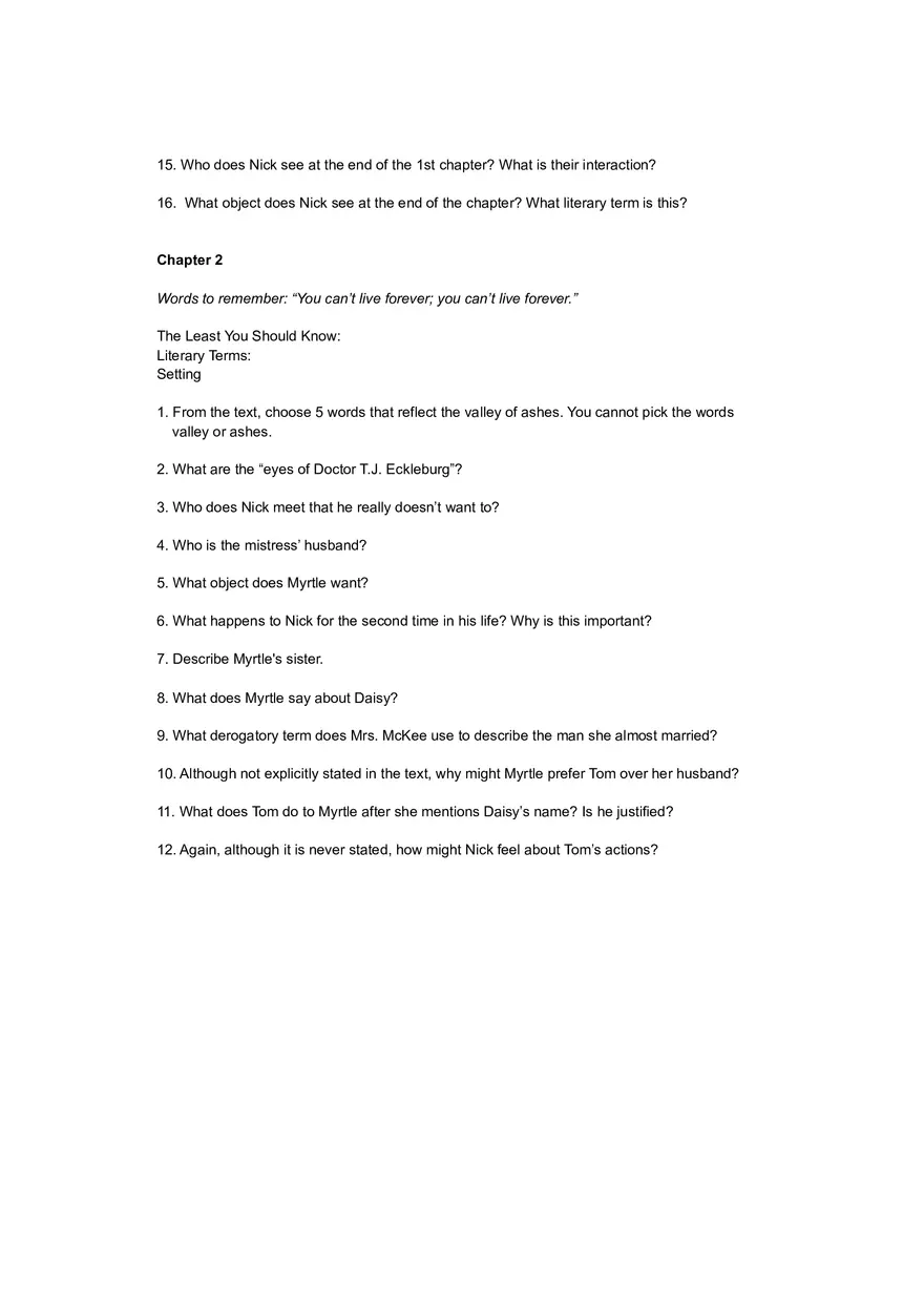 The Great Gatsby Study Guide - Page 2