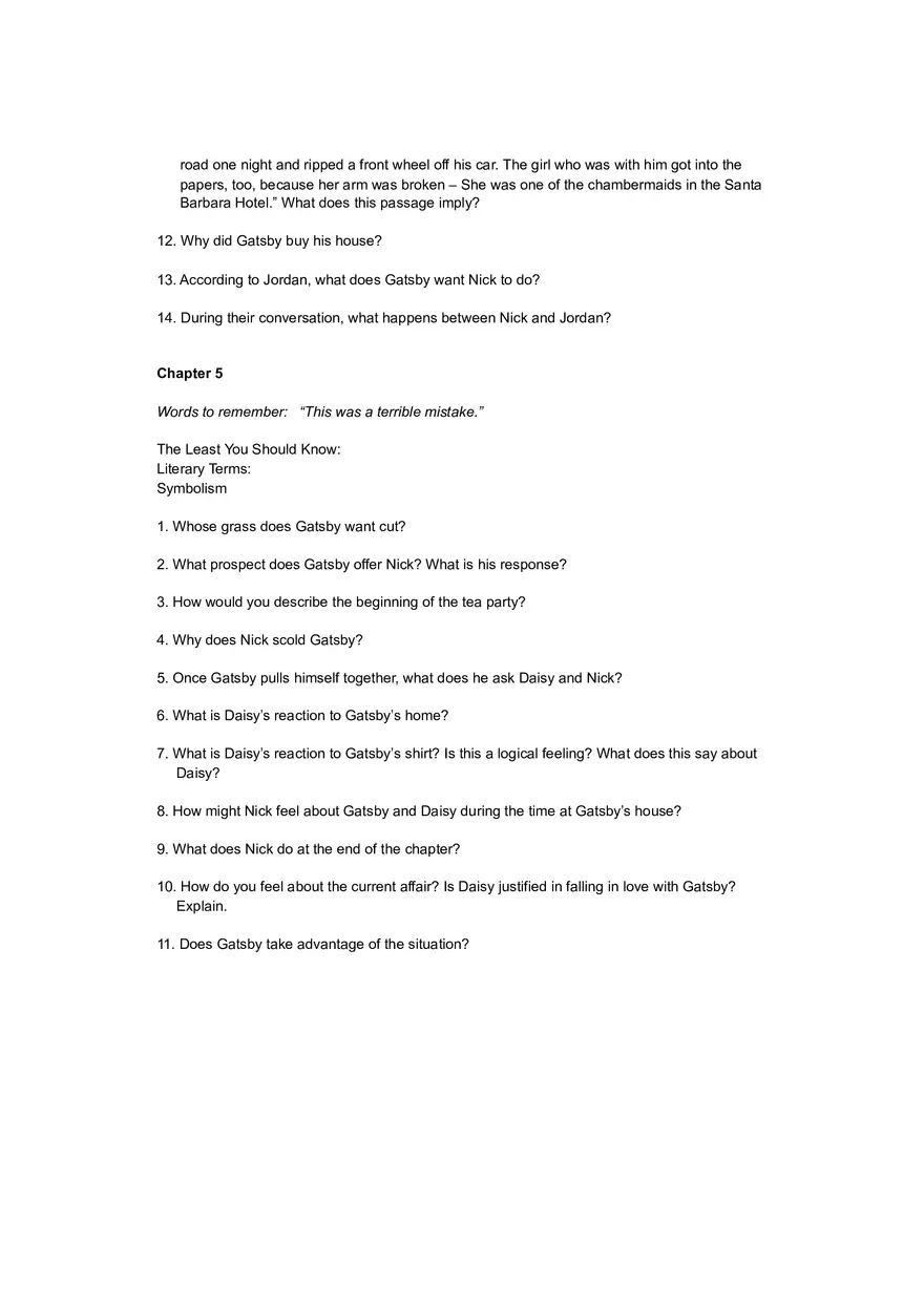 The Great Gatsby Study Guide - Page 5