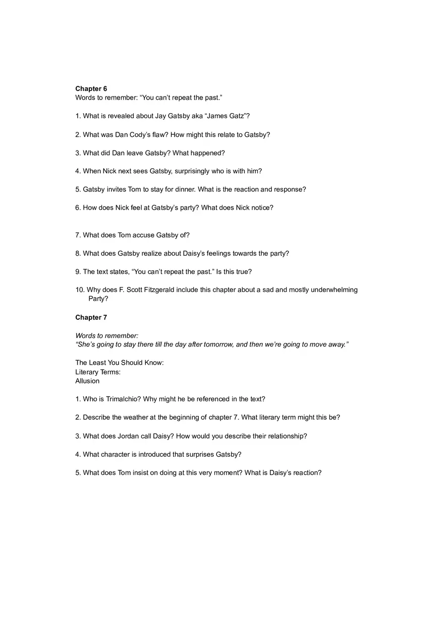 The Great Gatsby Study Guide - Page 6