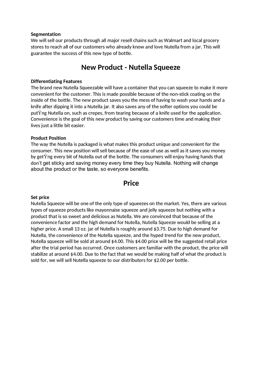 Nutella Squeeze Marketing Plan - Page 5