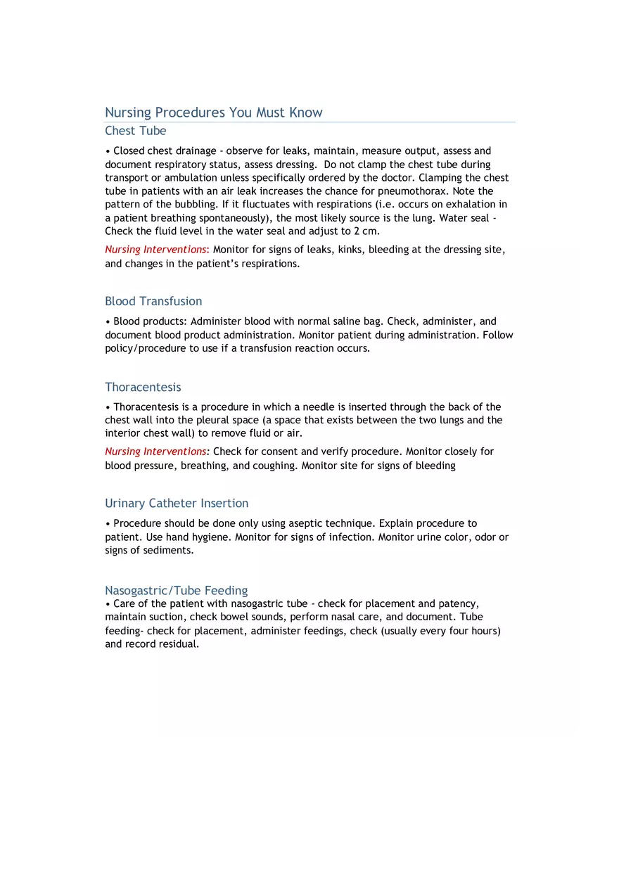 Nursing Procedures You Must Know - Page 1