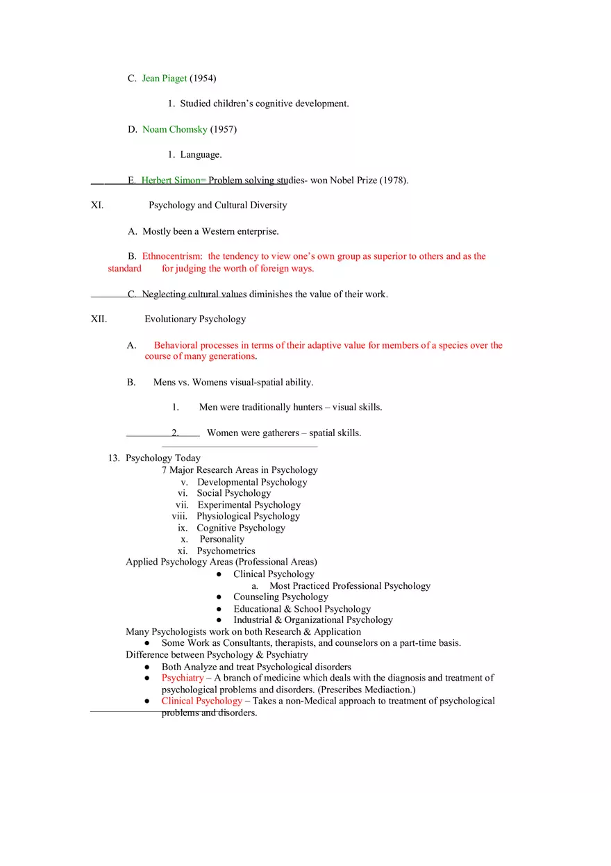 The Evolution of Psychology Outline - Page 4