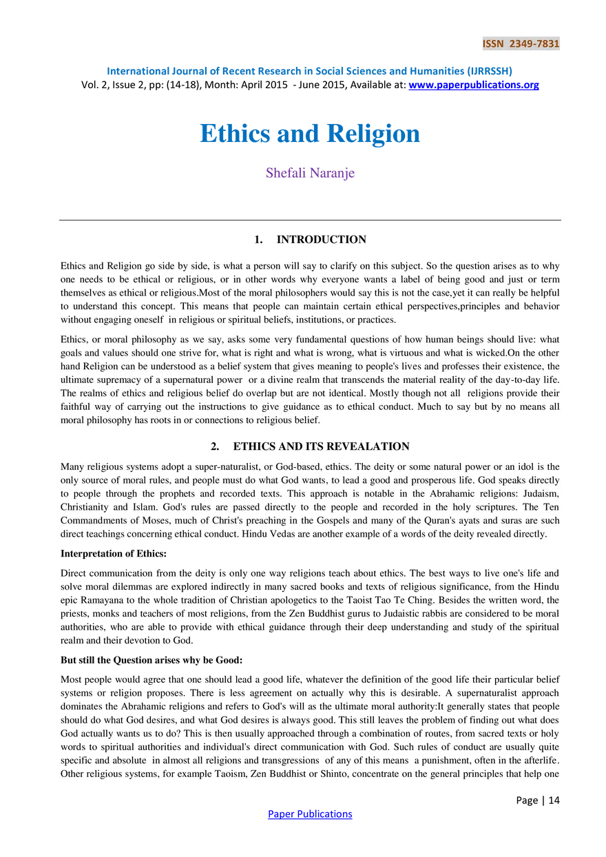 Ethics and Religion - Page 1