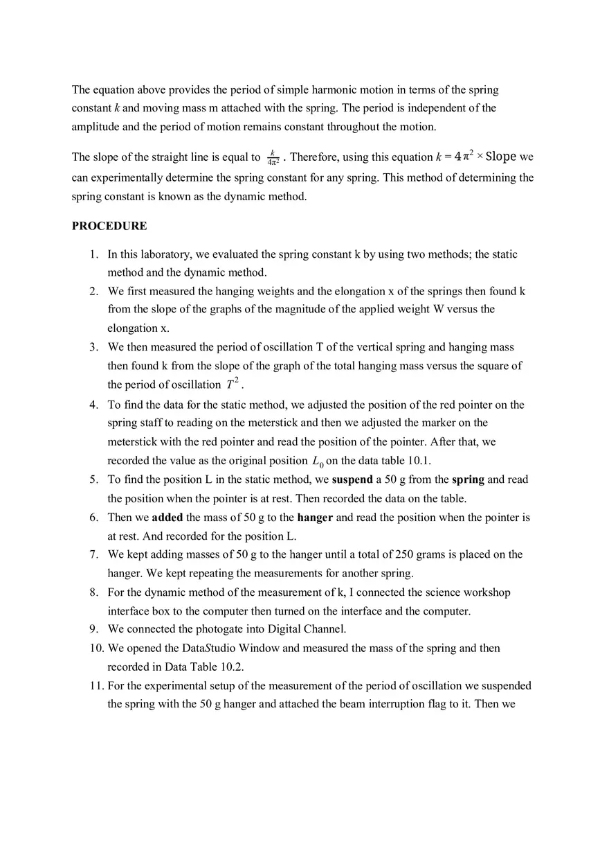 Hooke's Law and Spring Constant - Page 3