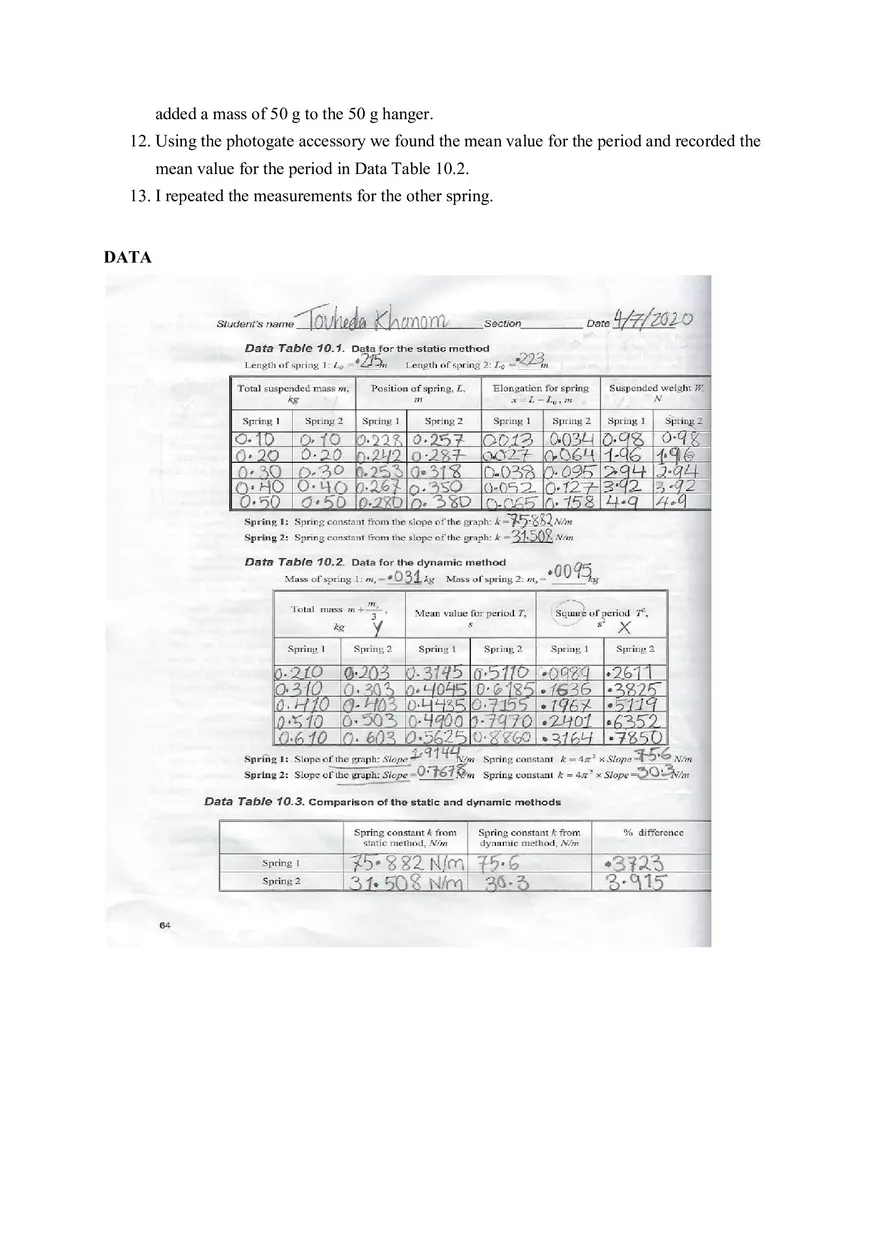 Hooke's Law and Spring Constant - Page 4