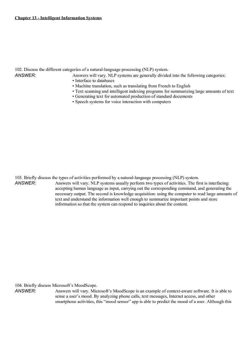 Intelligent Information Systems Answer Key 5 - Page 9