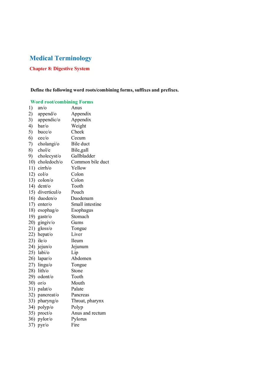Digestive System Assignment - Page 1