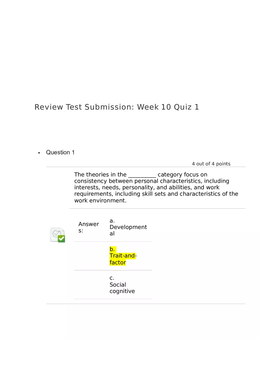 Life Planning and Career Answer Key Part 1 - Page 1