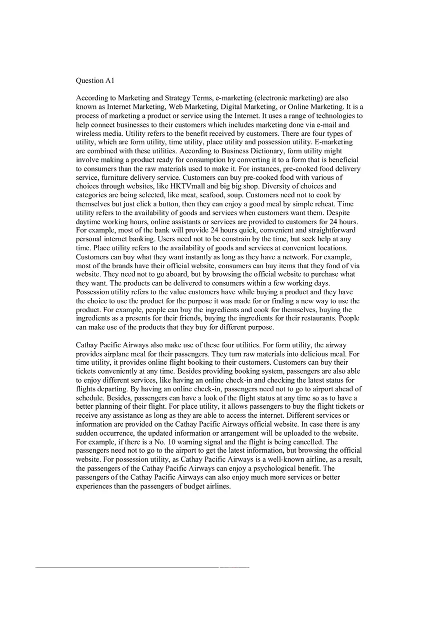 E-Marketing and Customer Utility - Page 1