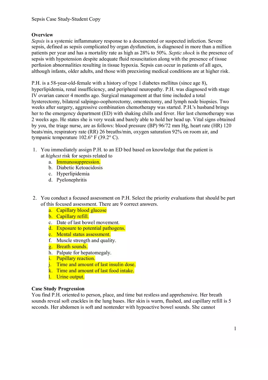 Minicase Study Septic Shock - Page 1