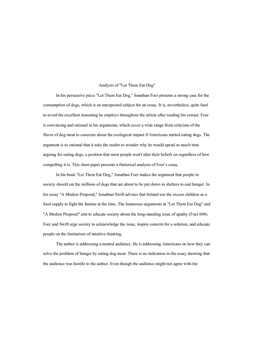 Analysis of Let Them Eat Dog - Page 1