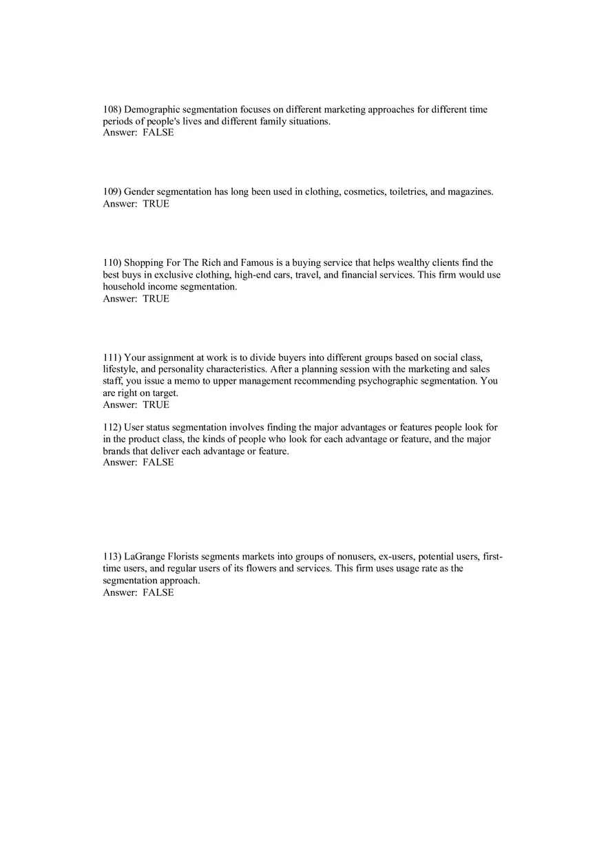 Segmentation, Targeting, and Positioning Answer Key Part 4 - Page 1