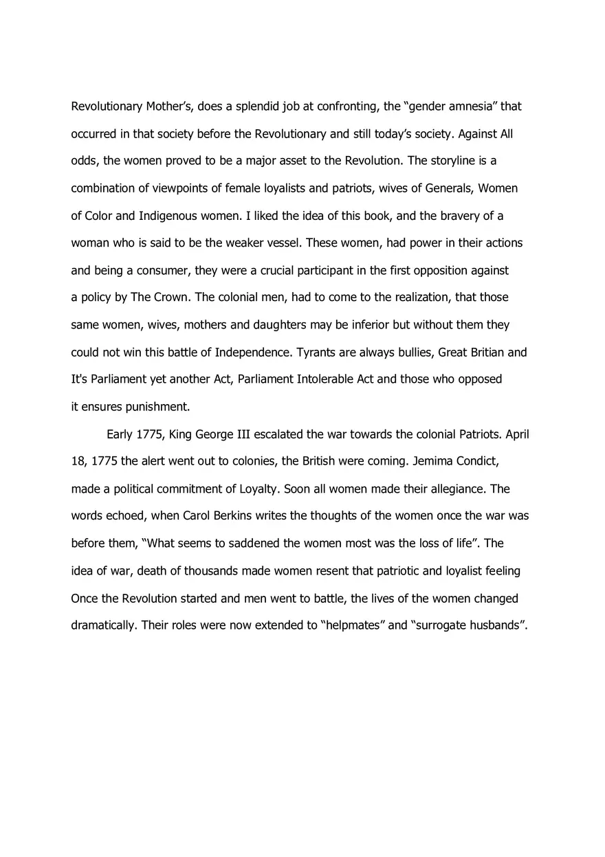 Revolutionary Mothers Essay - Page 2