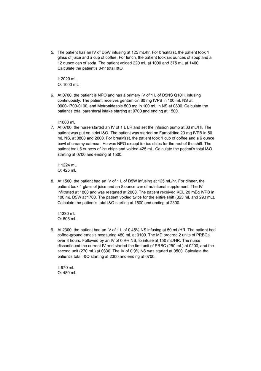 Intake Output Practice Answer Key - Page 3