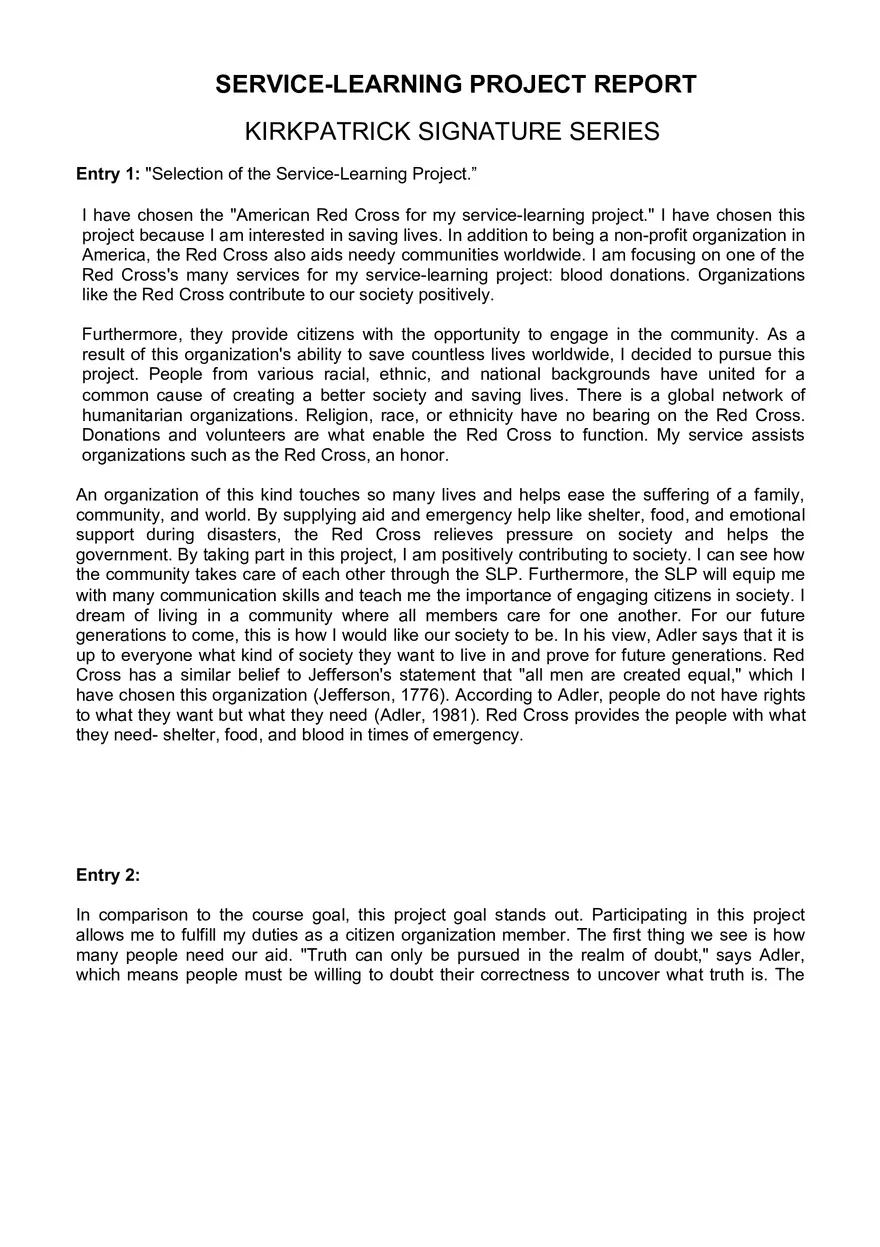 Service-learning Project Report - Page 1