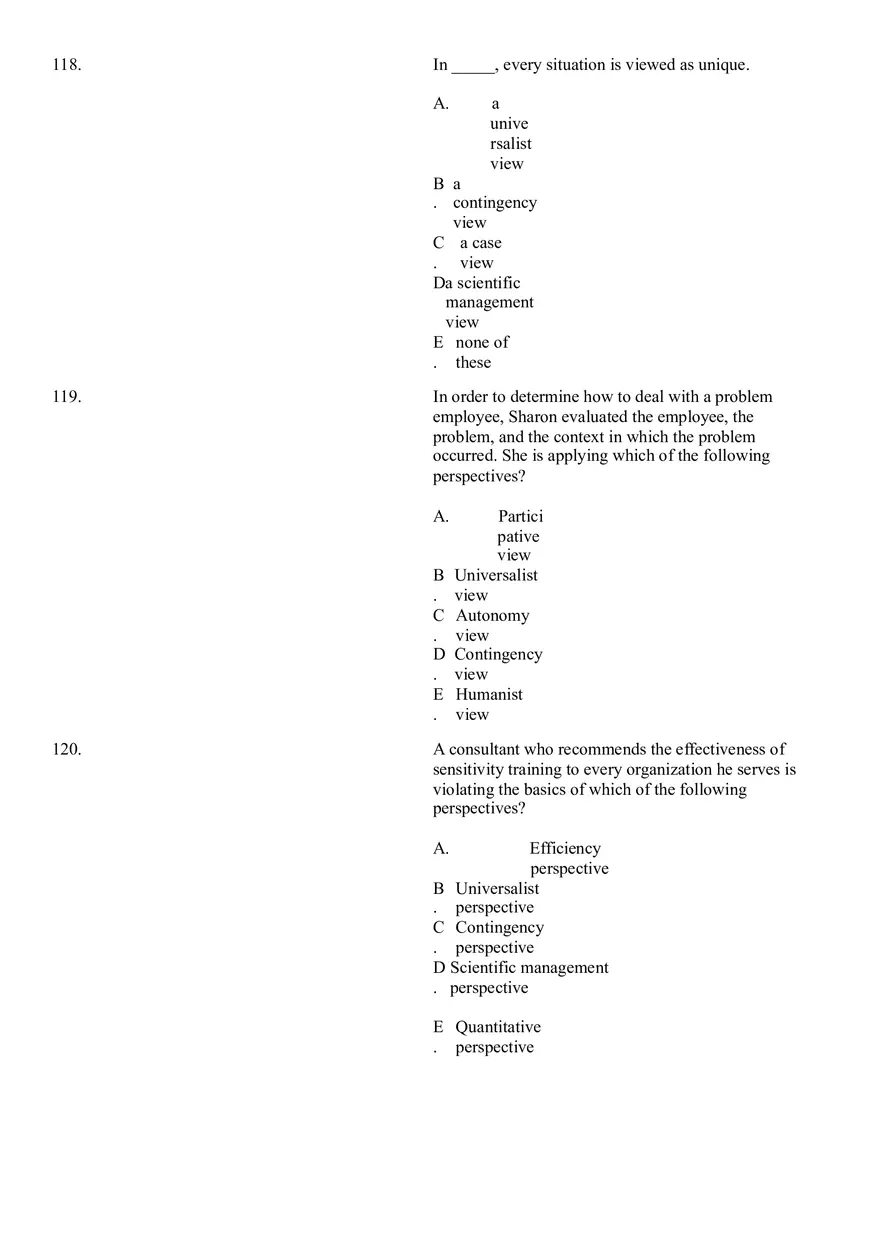 The Evolution of Management Thinking Questions Part 4 - Page 1