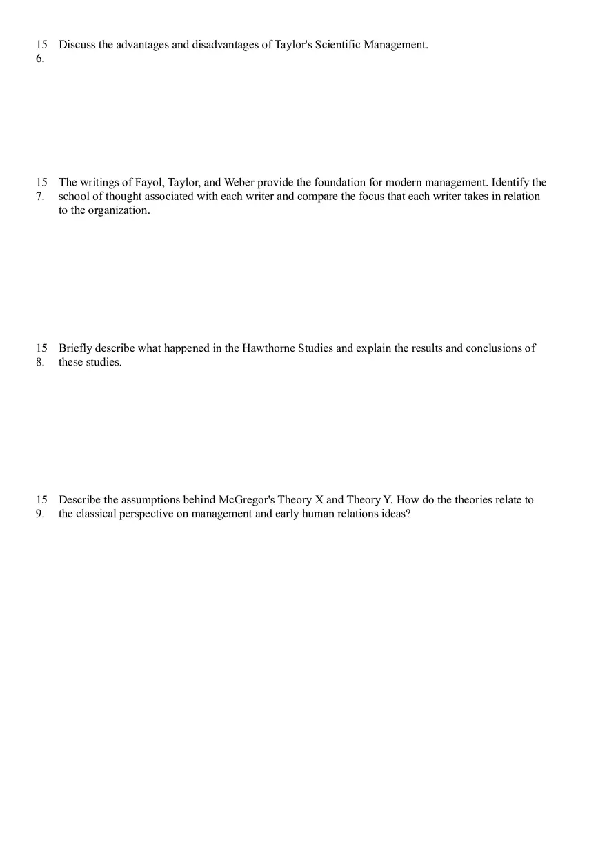 The Evolution of Management Thinking Questions Part 4 - Page 4