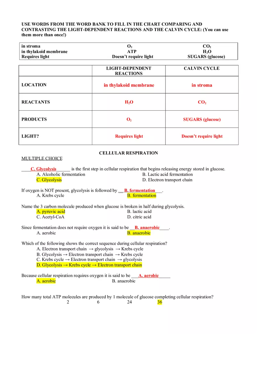 Biology Semester 1 Final Exam Study Guide Answer KeyTest Yourself - Page 8
