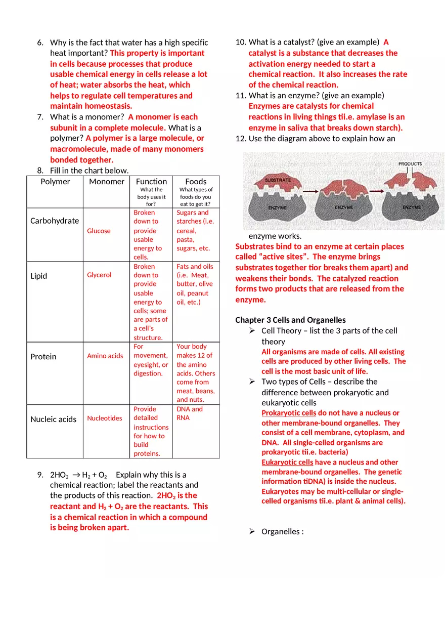Biology Semester 1 Final Exam Study Guide Answer KeyTest Yourself - Page 2