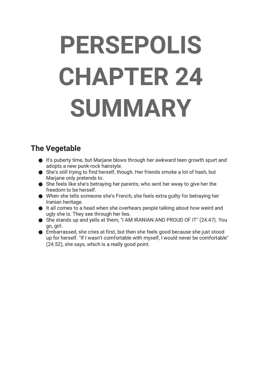 Persepolis Summary Part 3 - Page 1