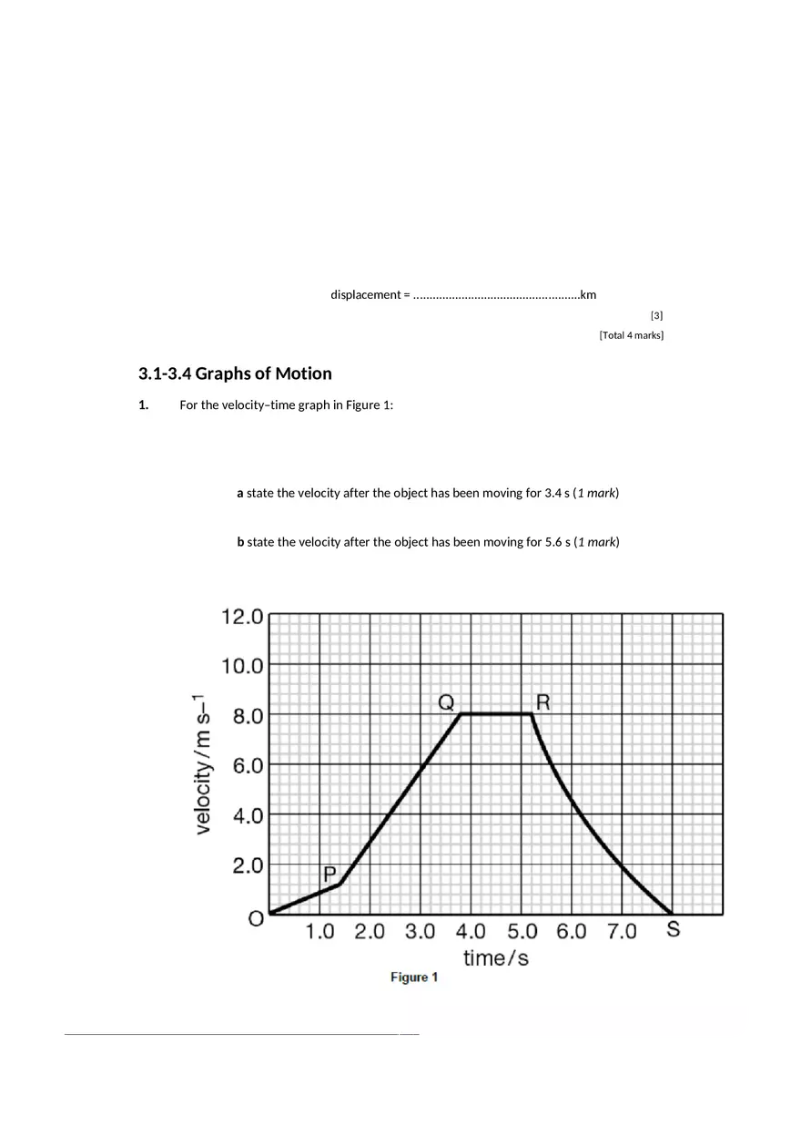 Exercises - Distance, Speed, Displacement, Velocity and Acceleration - Page 4