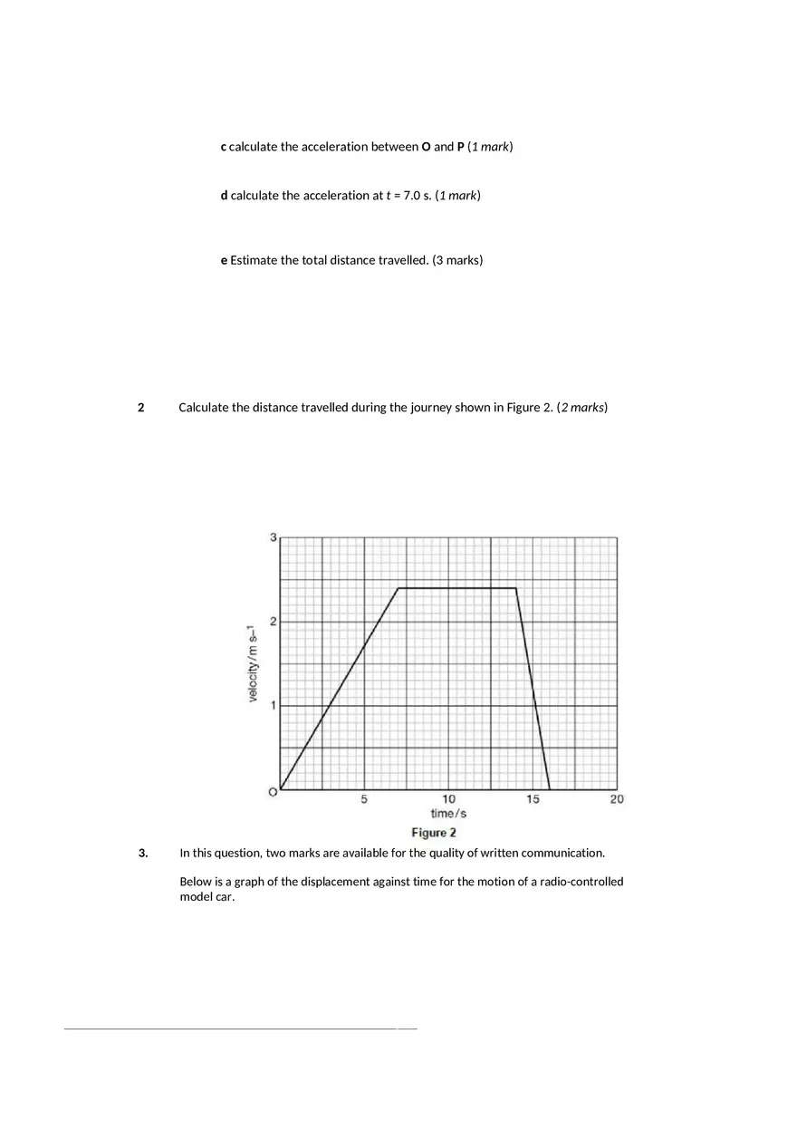 Exercises - Distance, Speed, Displacement, Velocity and Acceleration - Page 5