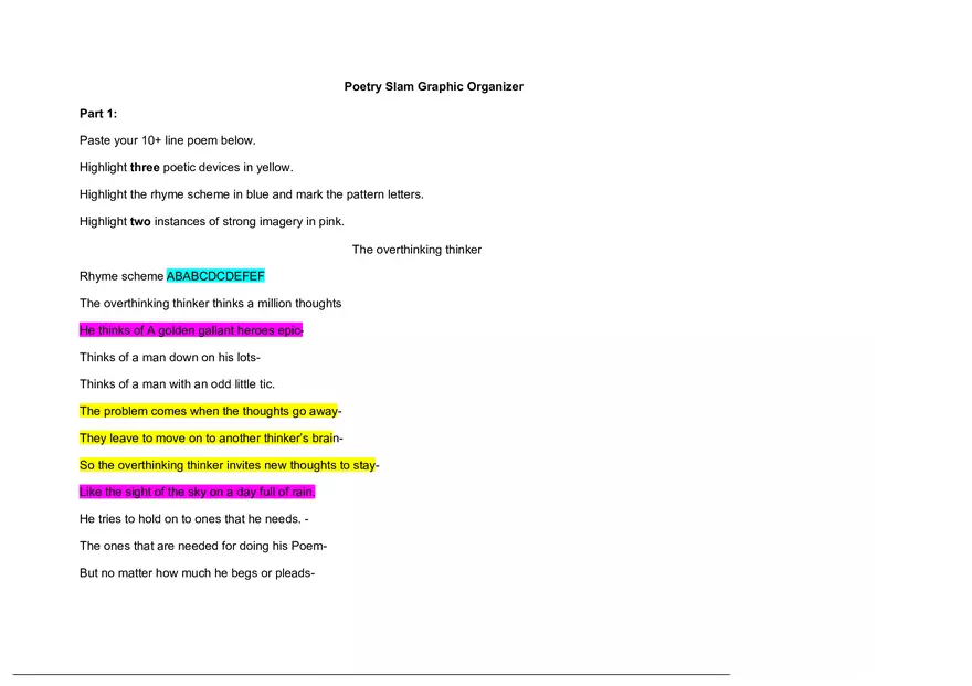 Poetry Slam - Questions Rhyme Schemes of Poems - Page 1