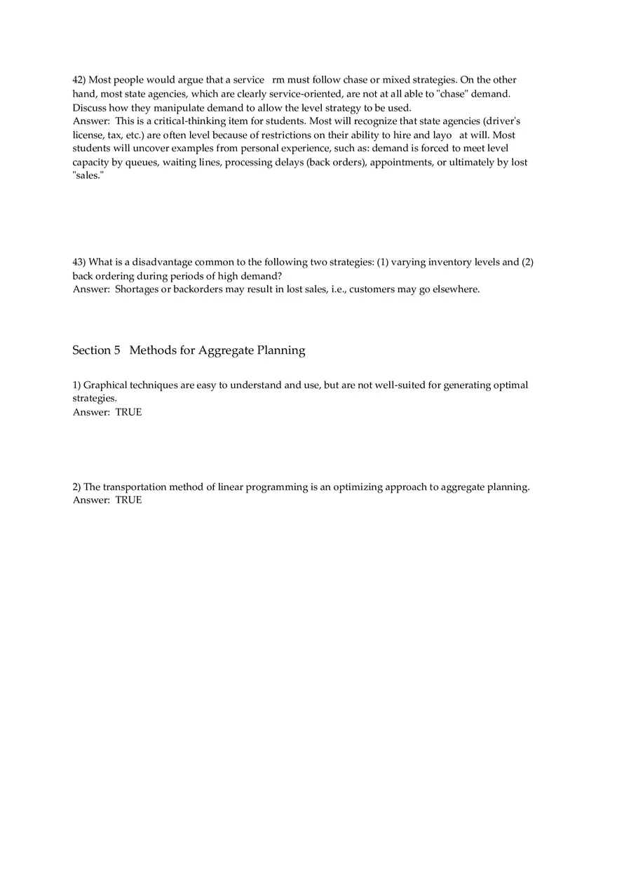 Aggregate Planning and S&OP Answer Key Part 2 - Page 7