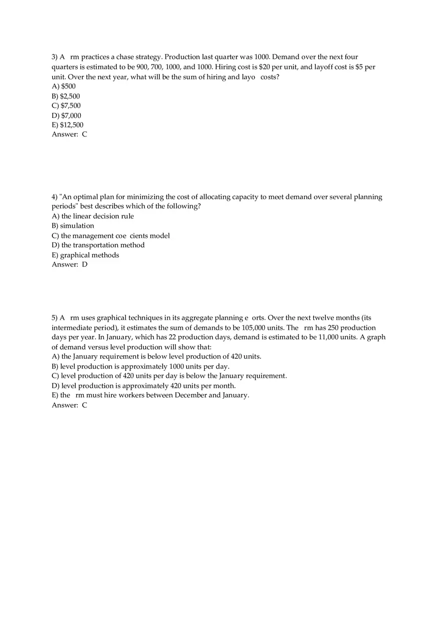 Aggregate Planning and S&OP Answer Key Part 2 - Page 8