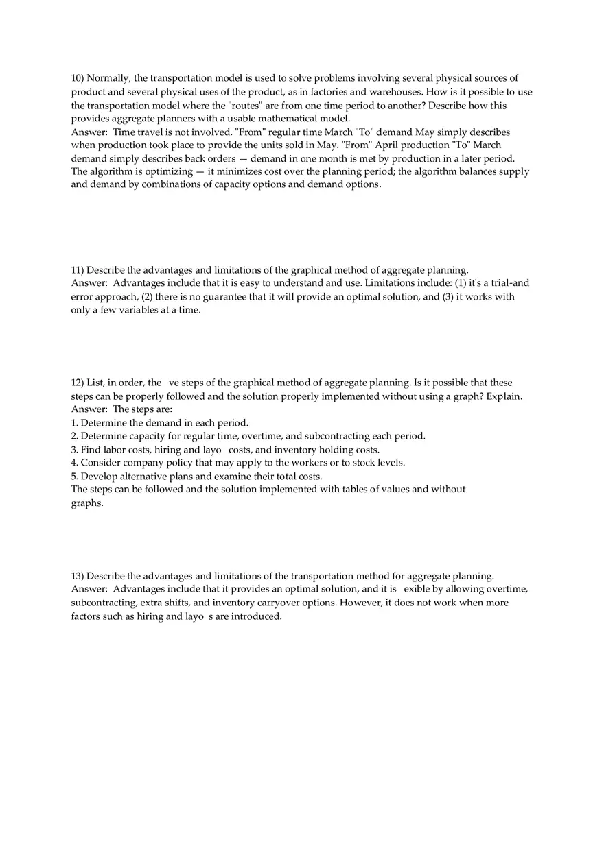 Aggregate Planning and S&OP Answer Key Part 2 - Page 10