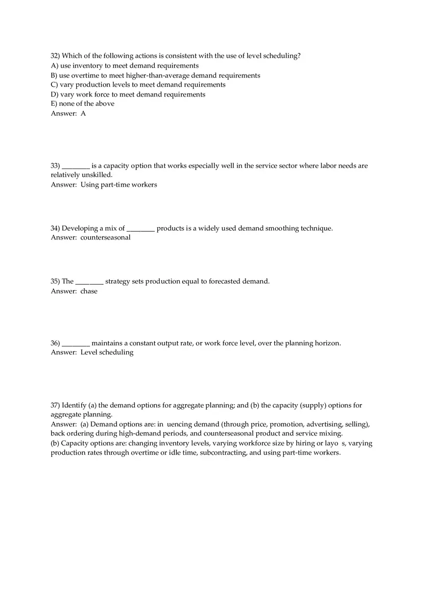 Aggregate Planning and S&OP Answer Key Part 2 - Page 5