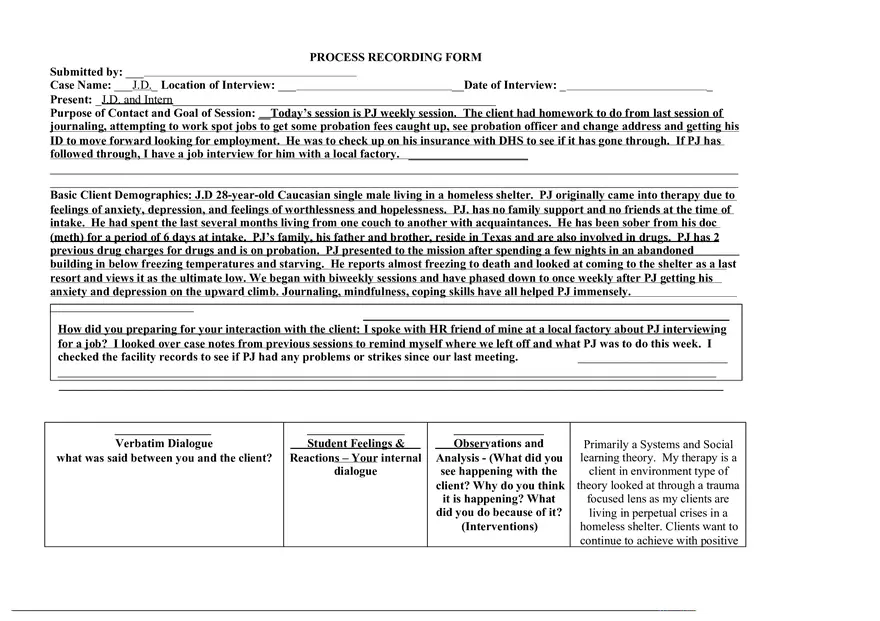 Field 4 - Process Recording - Page 1