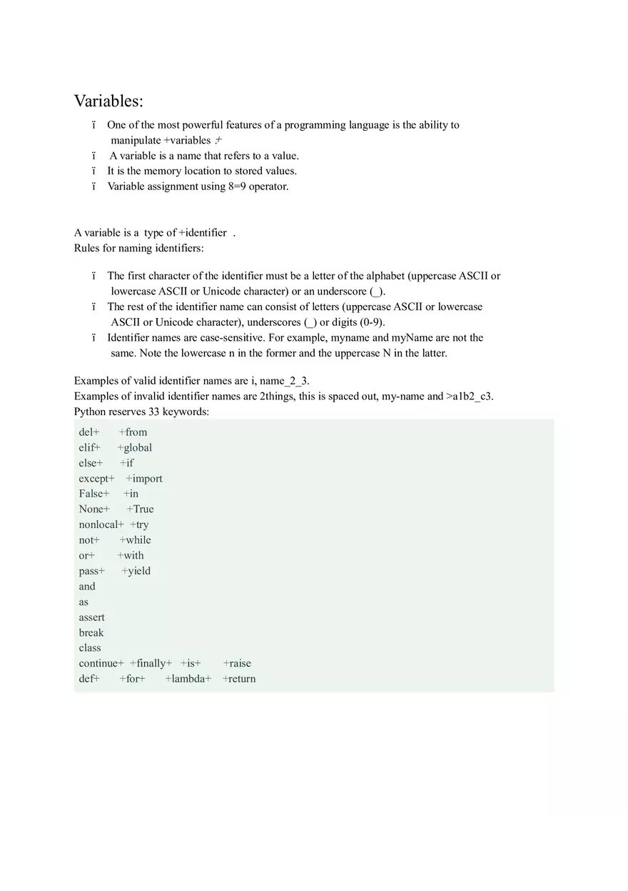 Python Variables - Page 1