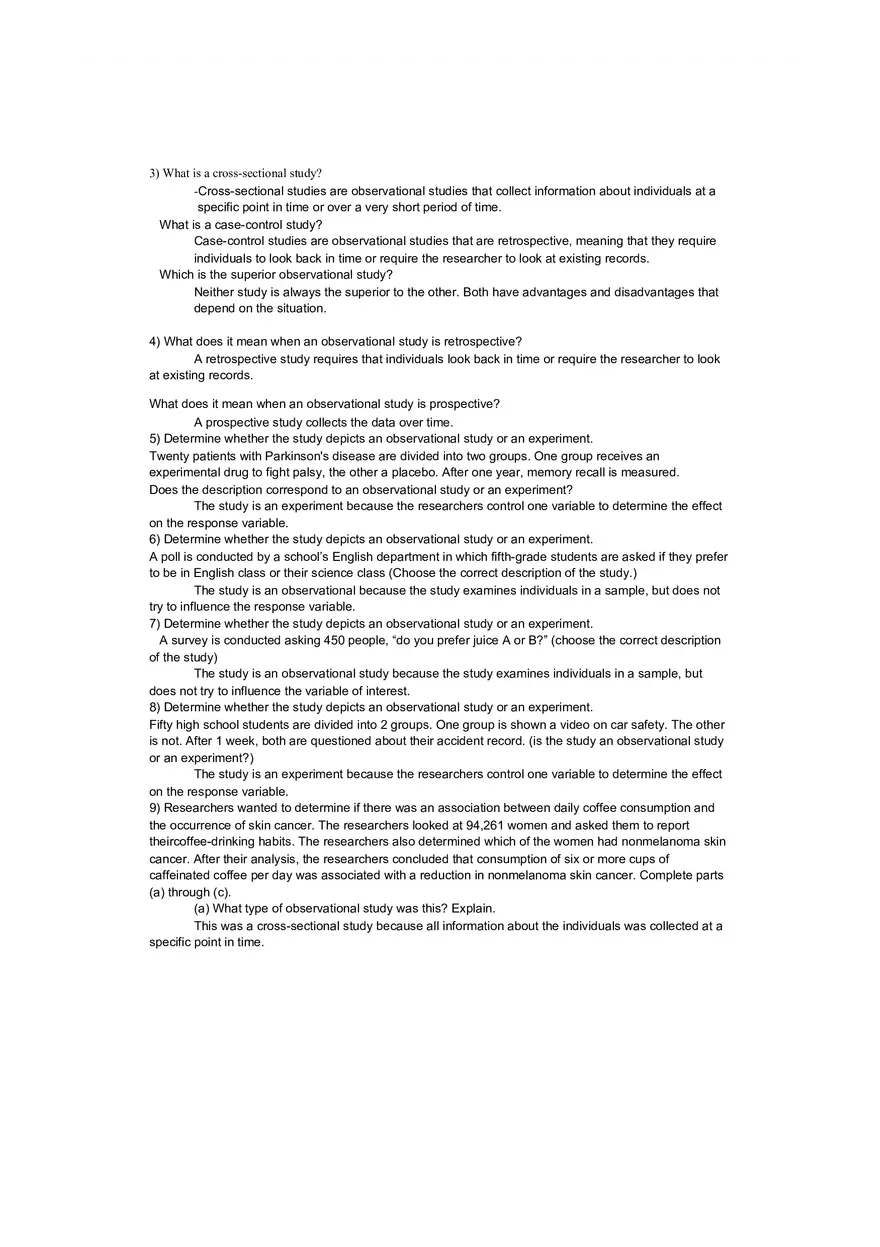 Cross-sectional Study - Statistics Homework - Page 1