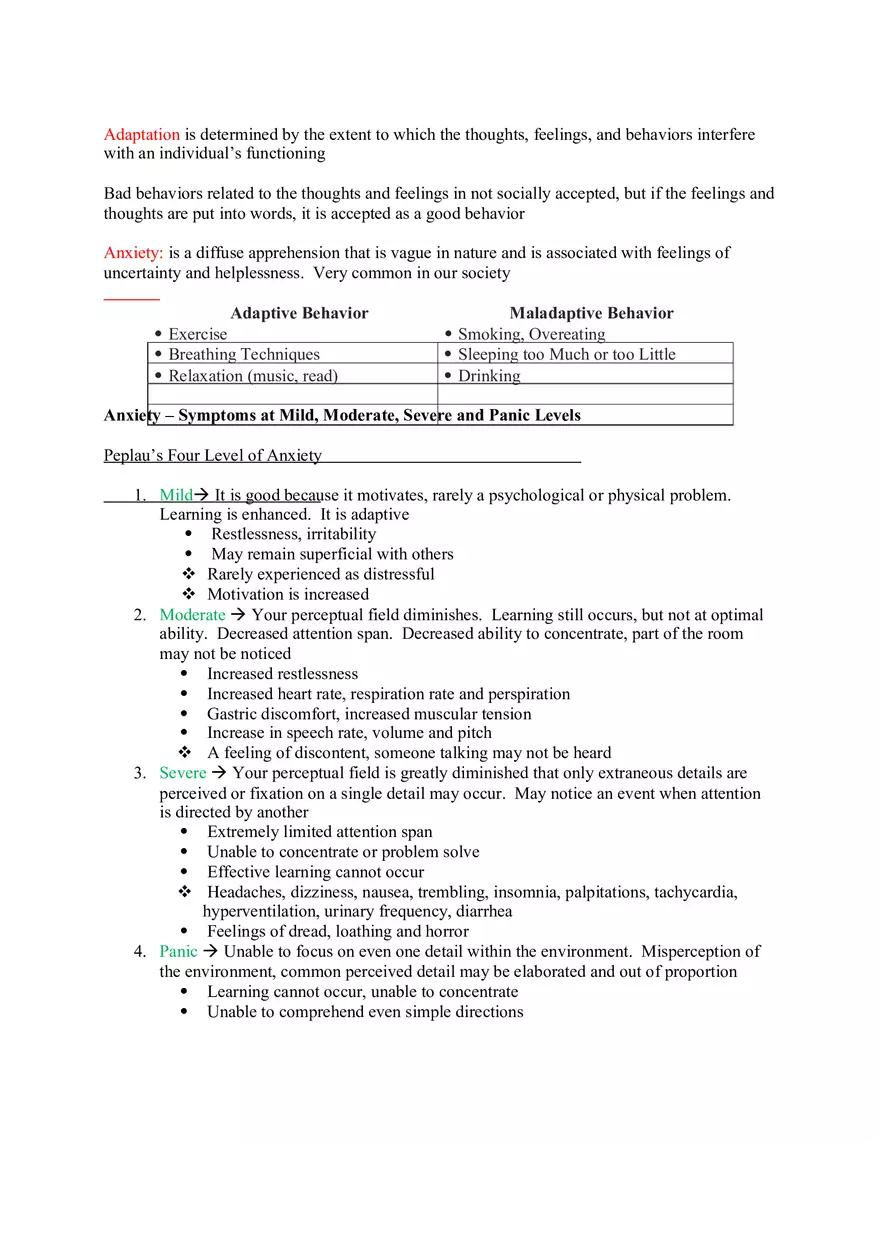 Review Exam 1 - Mental Health Notes - Page 2