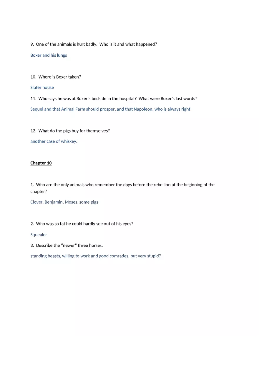 Animal Farm Chapters 9-10 QnA - Page 2
