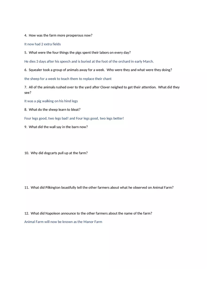 Animal Farm Chapters 9-10 QnA - Page 3