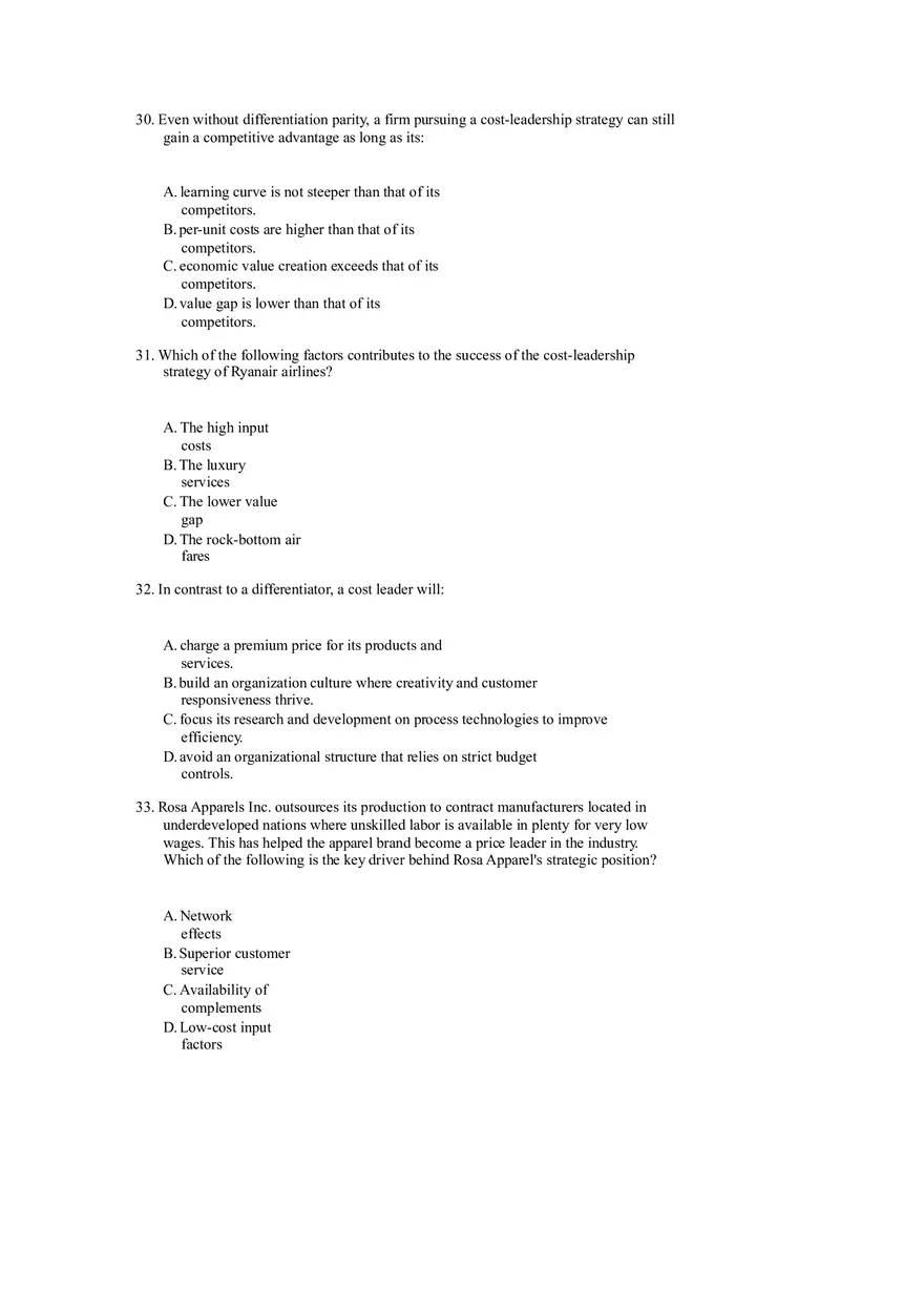 Differentiation, Cost Leadership, and Integration Part 1 - Page 10