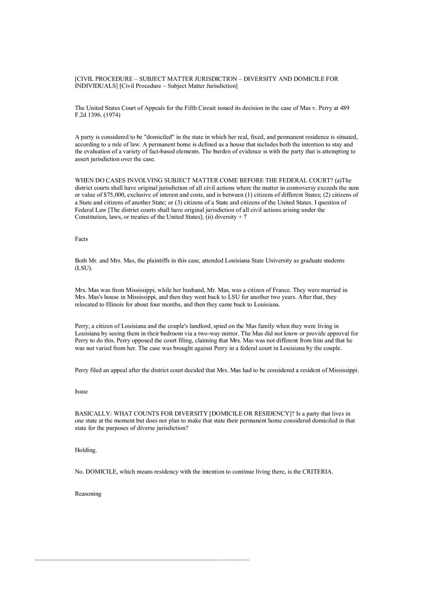 Case Brief Mas v. Perry - Diversity - Page 1