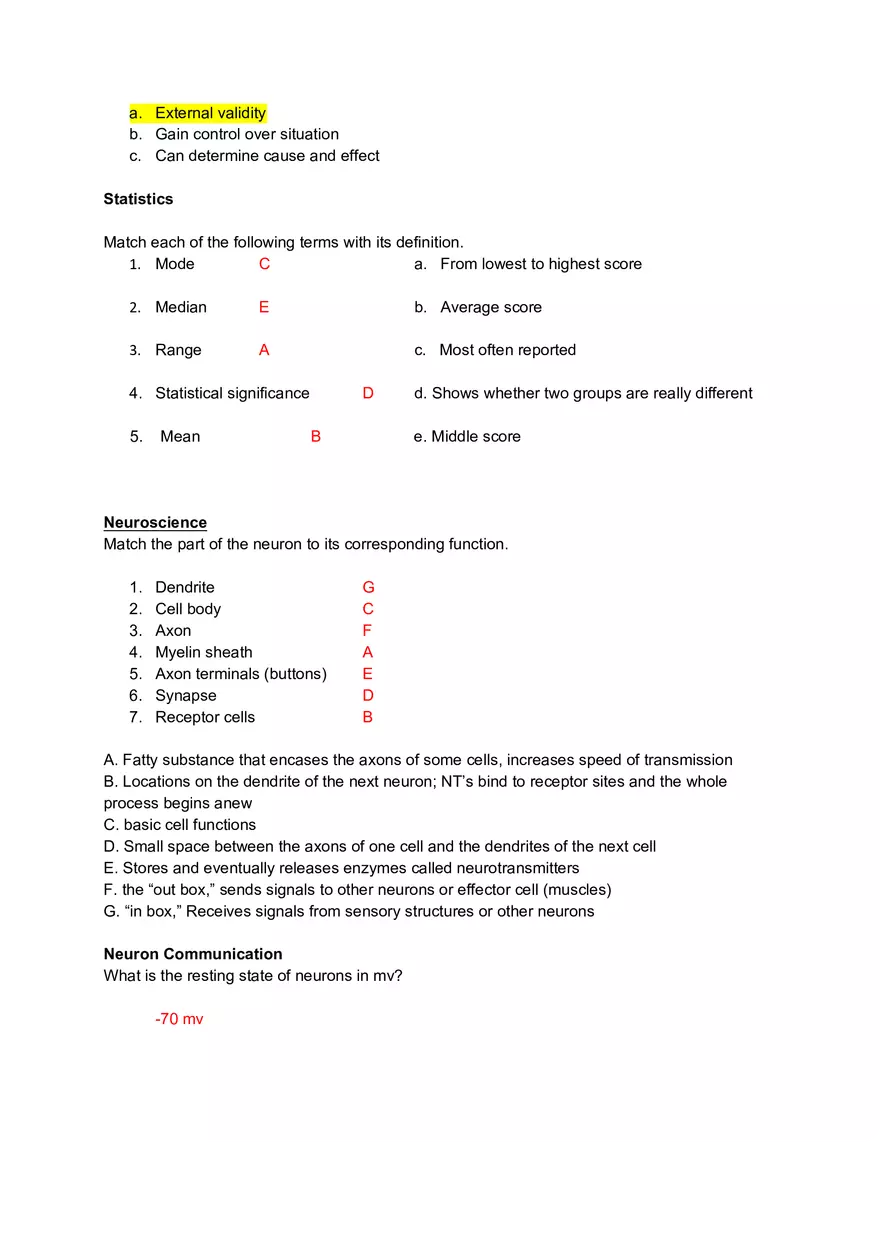 Introduction to Elementary Psychology Exam 1 Review - Page 8
