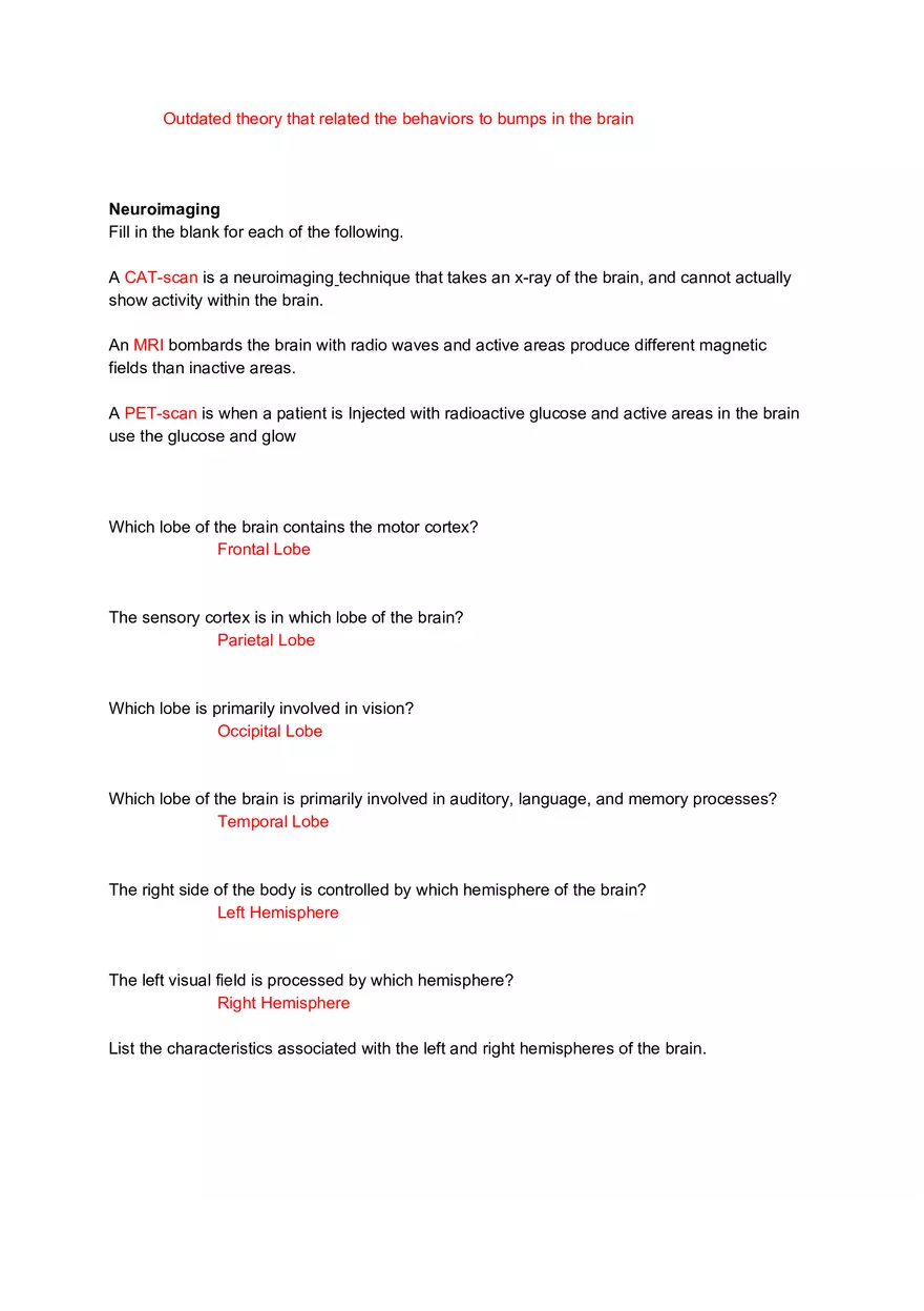 Introduction to Elementary Psychology Exam 1 Review - Page 11