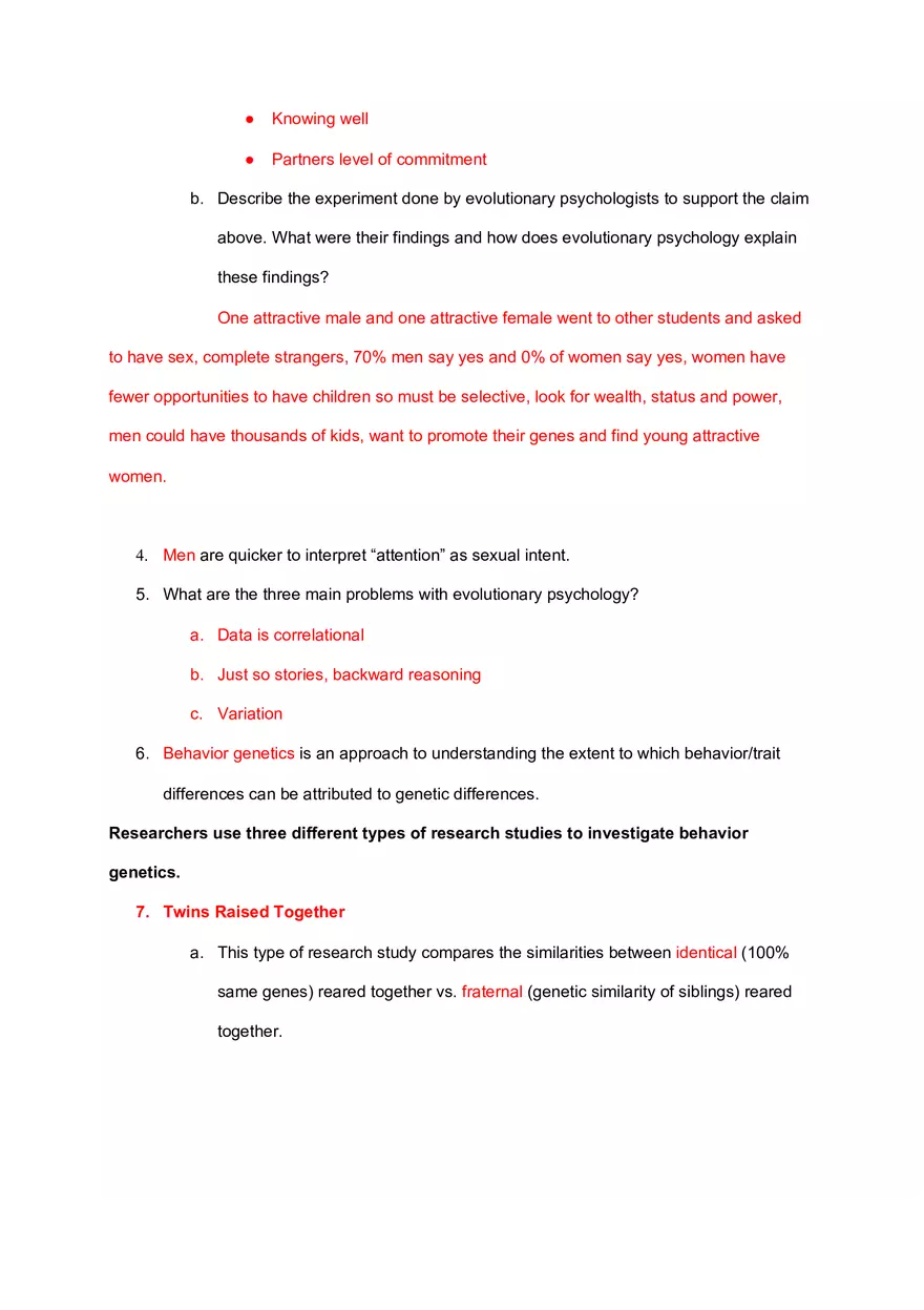 Introduction to Elementary Psychology Exam 1 Review - Page 13