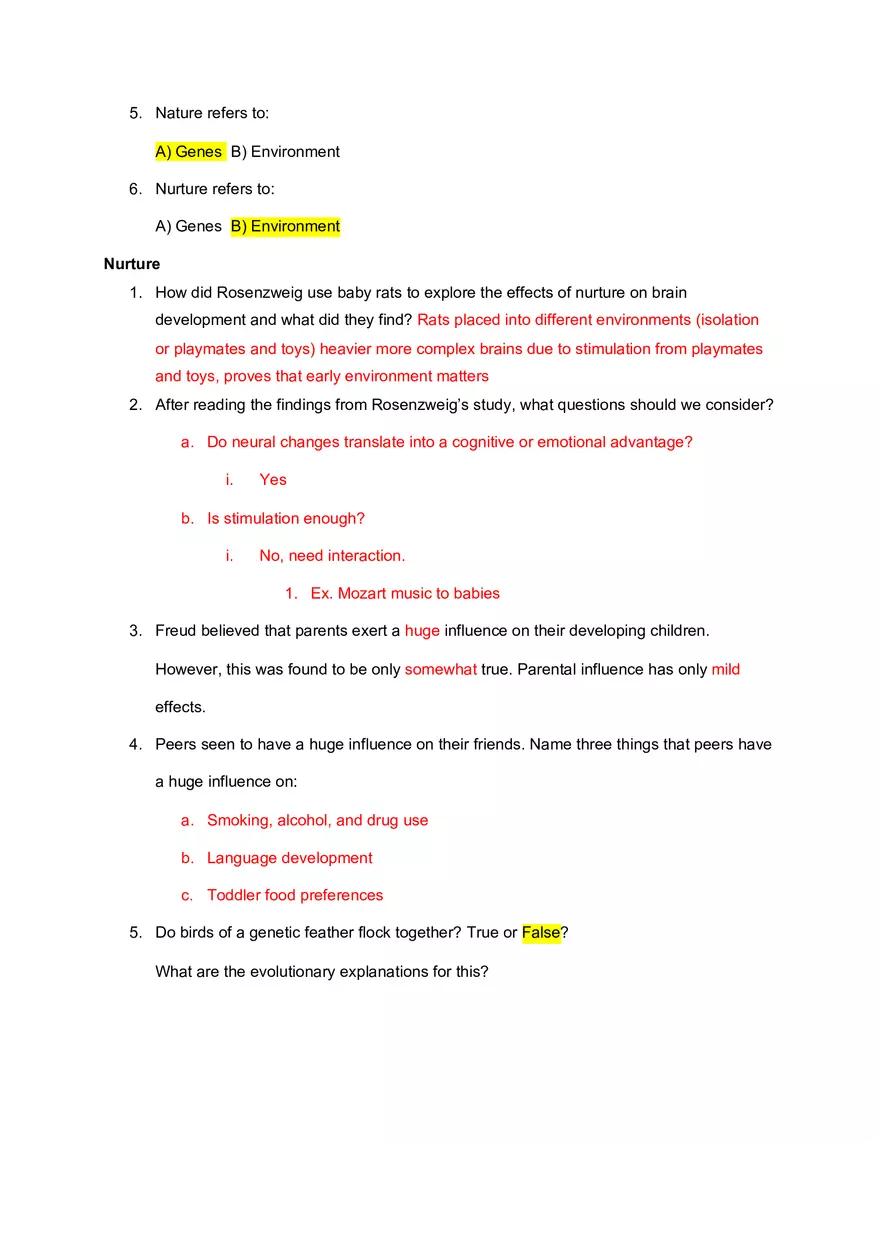 Introduction to Elementary Psychology Exam 1 Review - Page 15